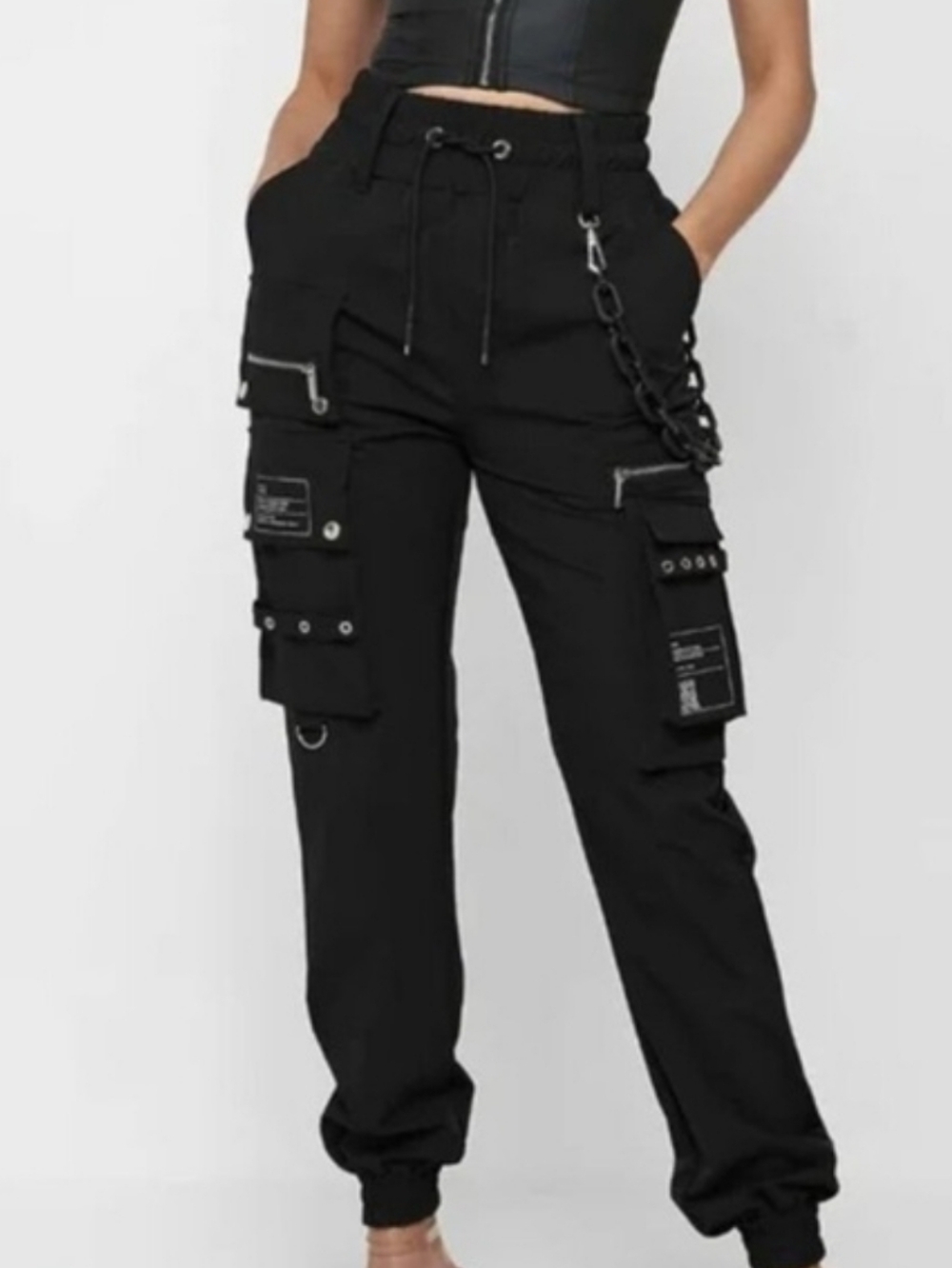 Maniere De Voir Black Cargo Jogger Pant Size 10 NWT